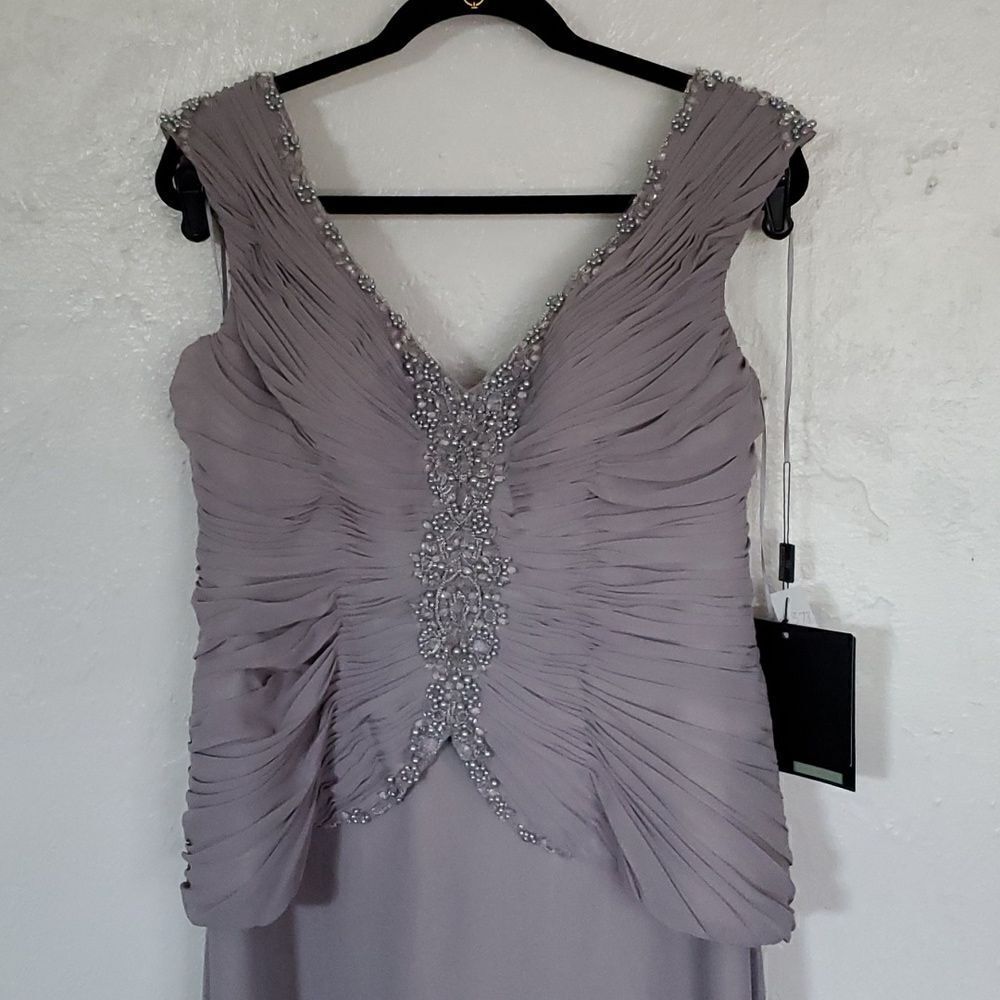 VM Collection Platinum Beaded Gown Size 12